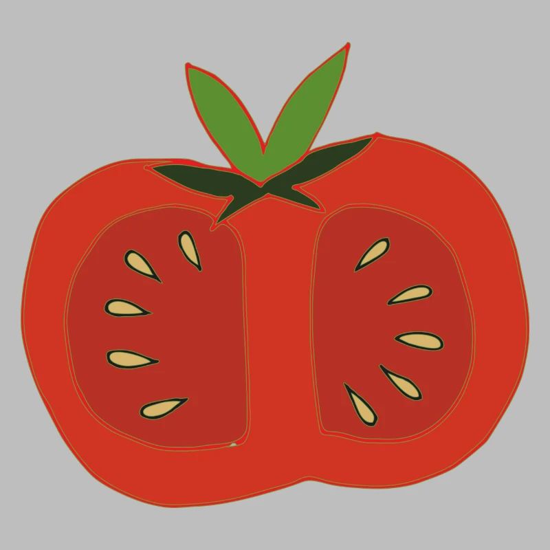 Tomate rouge coupée en deux