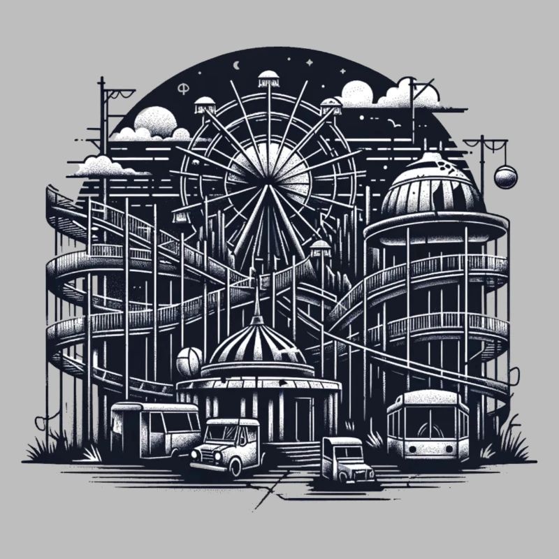 Parc d'attractions déserté : Urbex Vector Art