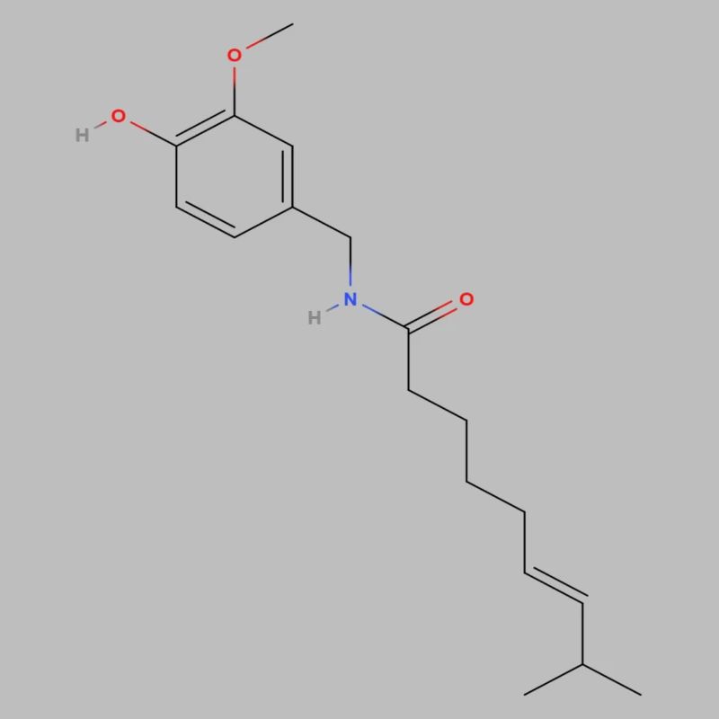 Capsaicin Molecule - Colored Structural Formula