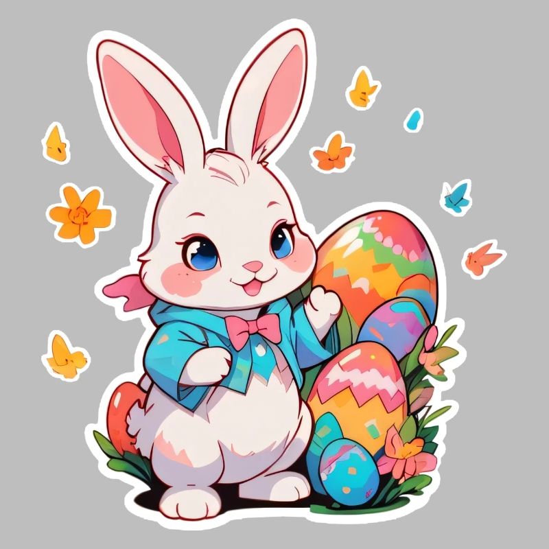 Easter Bunny with Multiple Eggs