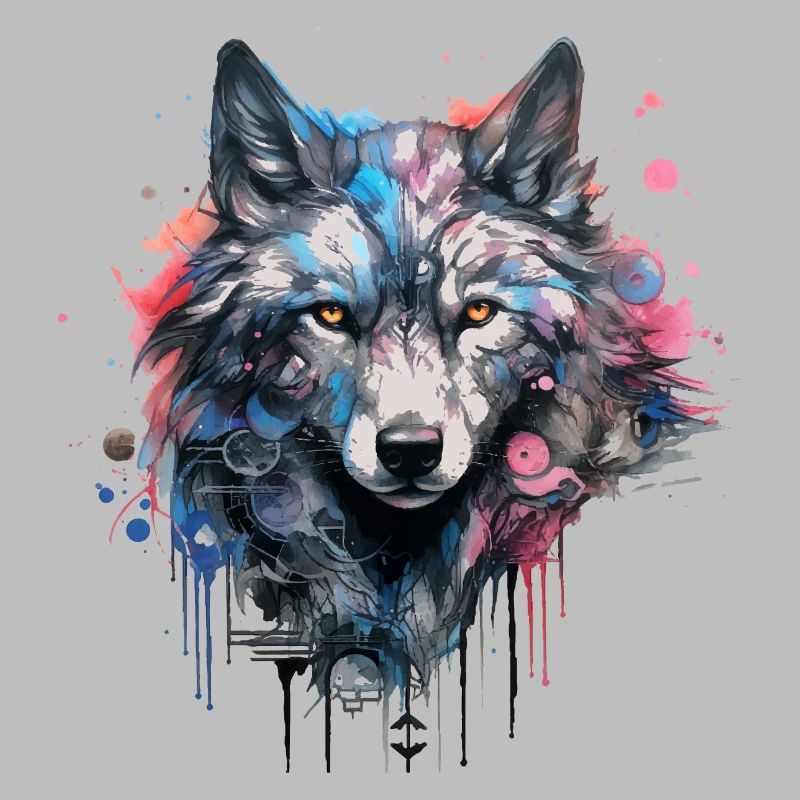 Wolf Design Tête de loup aux couleurs vives Wolf Pack