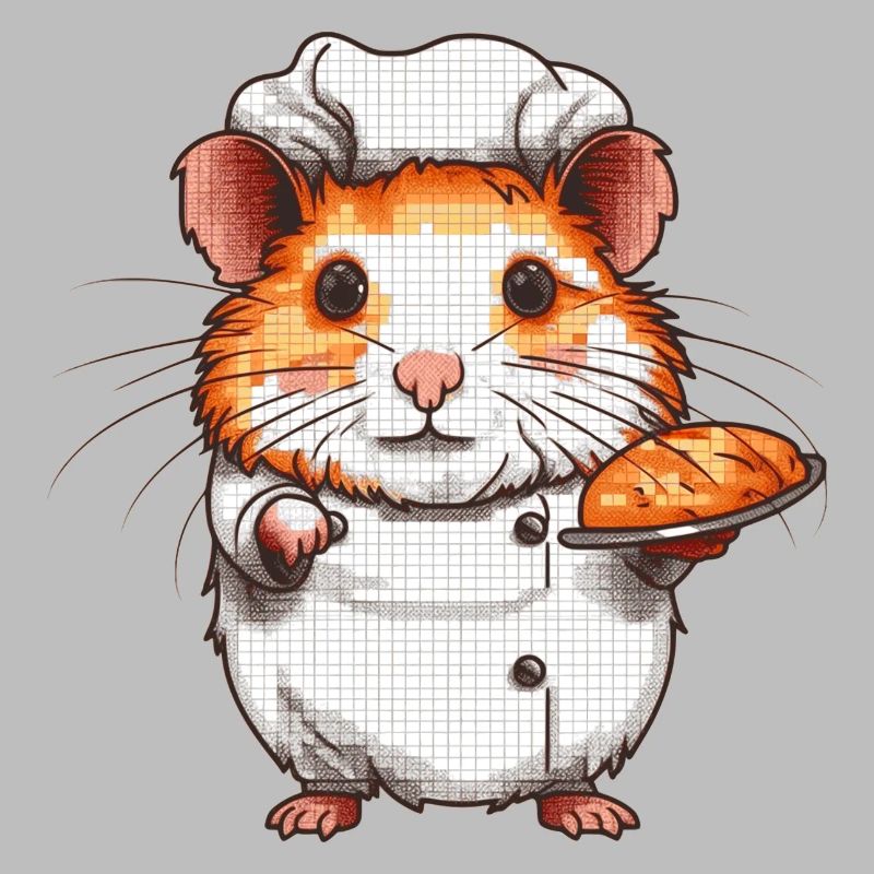 Hamster as baker with chef's hat in 8 bit