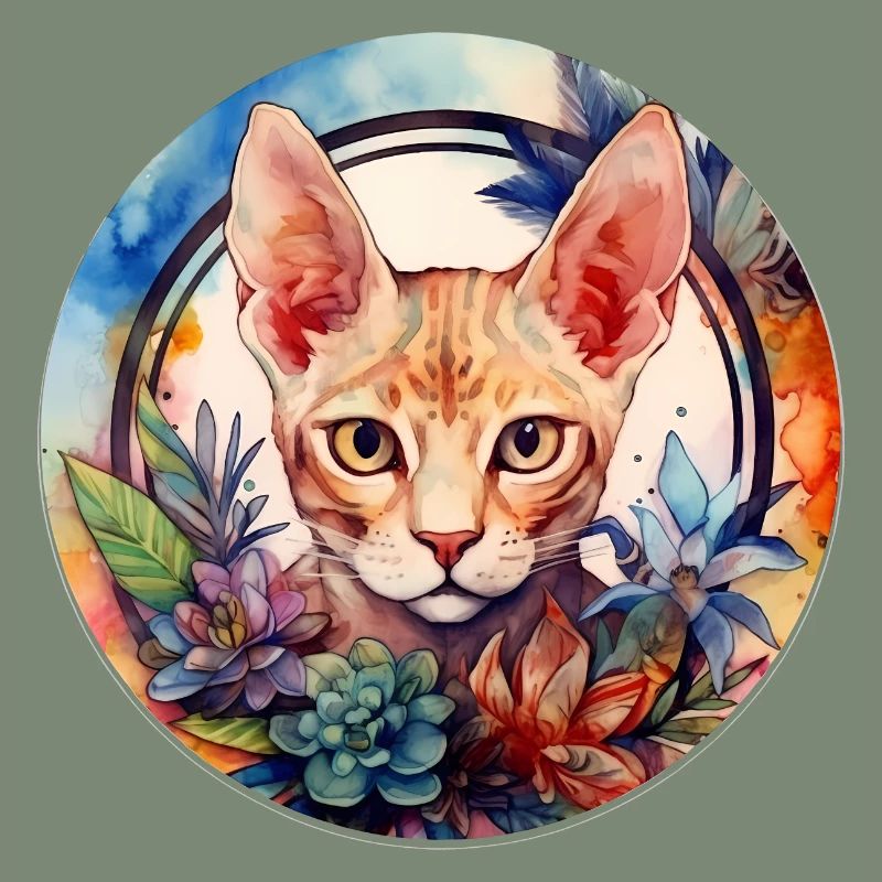 Devon Rex Cat Boho Style, Love Cats