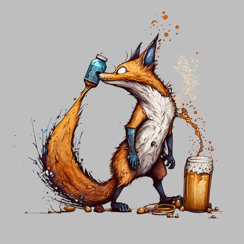 Cooler Fuchs spielt mit Bier