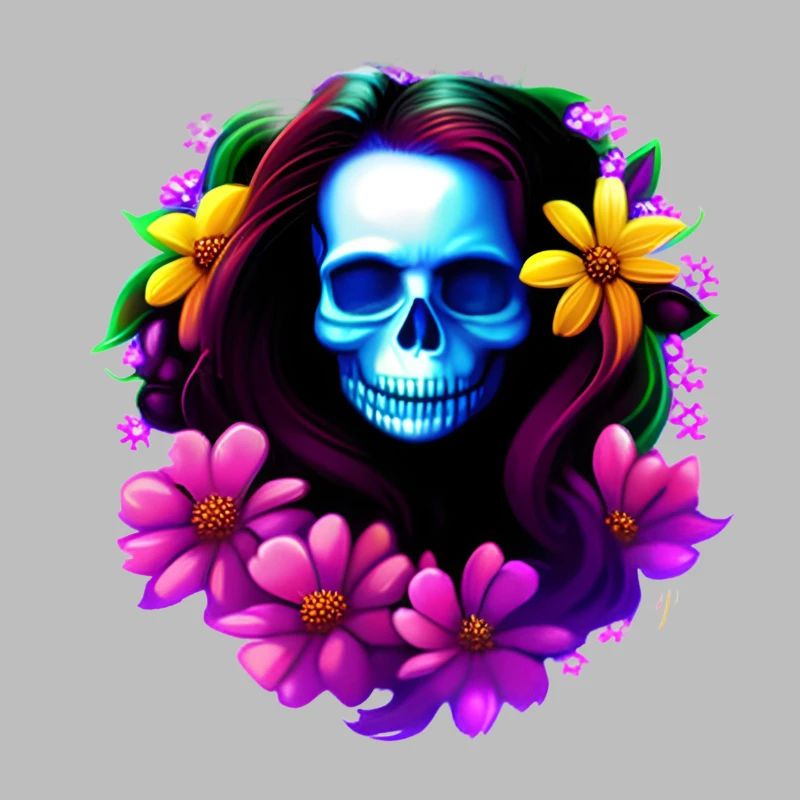 Skull Boho mit Blumenkranz Multicolor