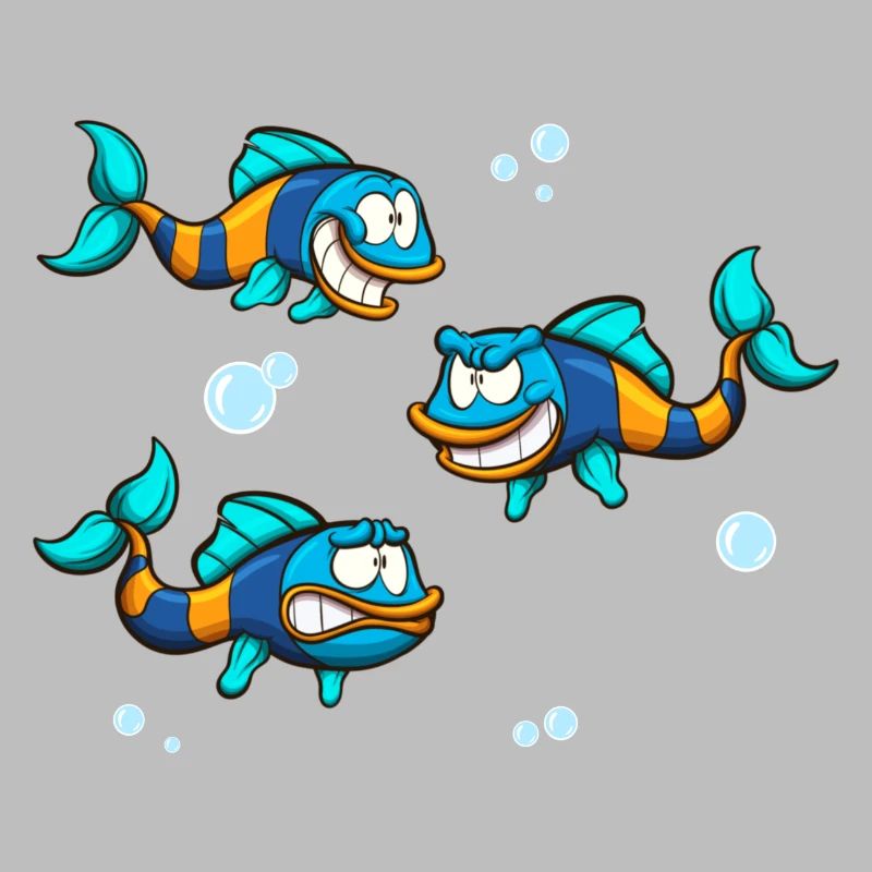 Drôle de poisson avec différentes expressions