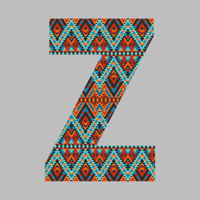 Lettre Z- design boho, monogramme coloré