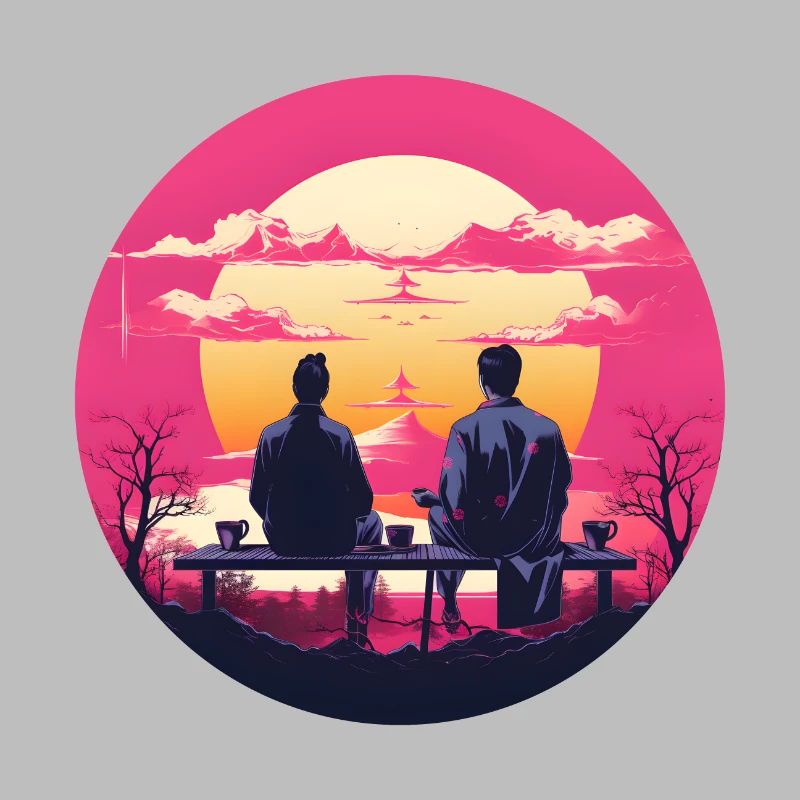 Synthwave japan male friendship