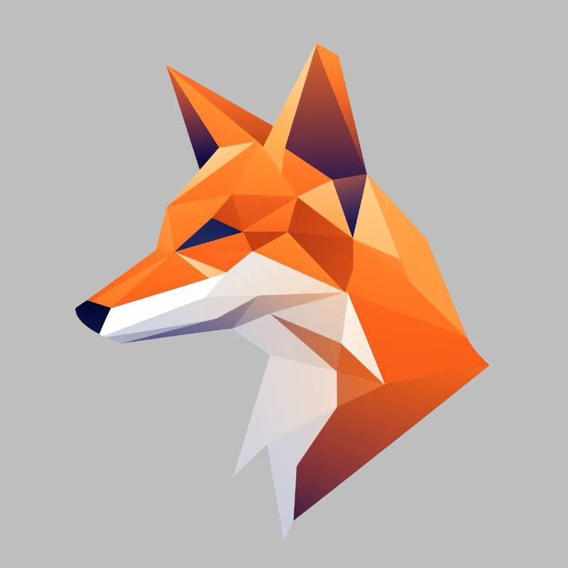 Fox Head Low Poly Logo Design