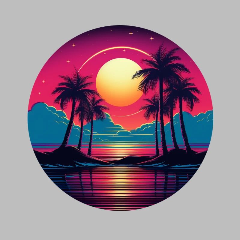 Vintage Sunset Graphic 70s Retrowave Synthwave