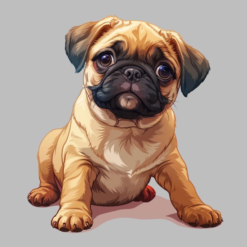 Mops Welpen sitzend