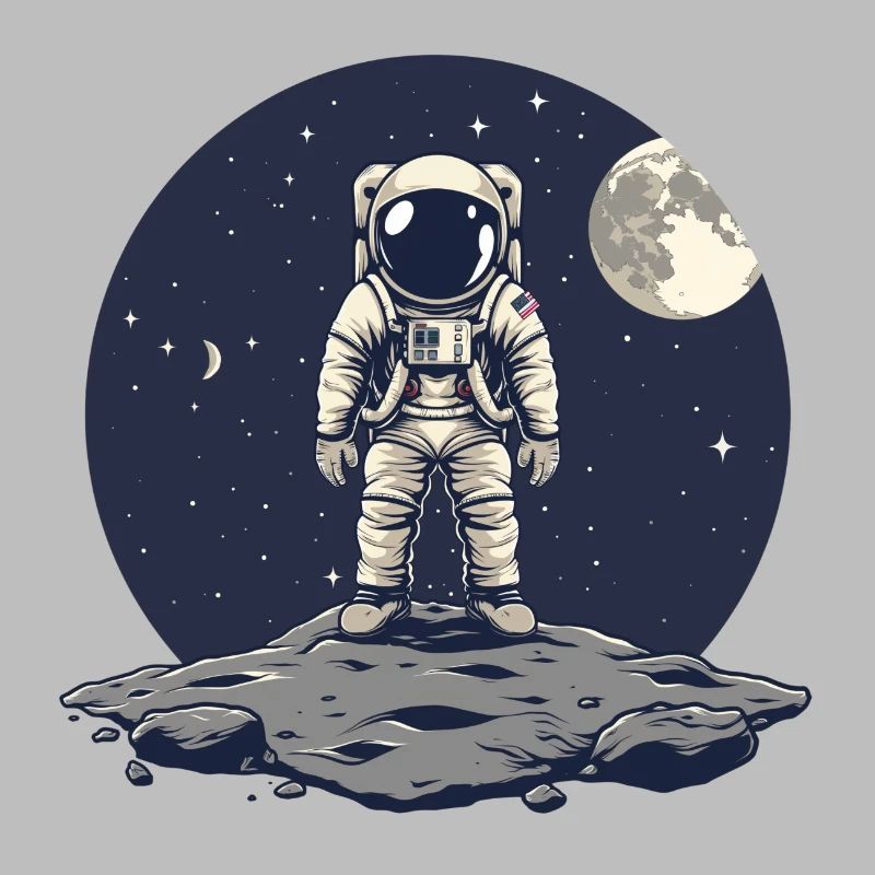 Astronaut Frontal Asteroid Moon Background