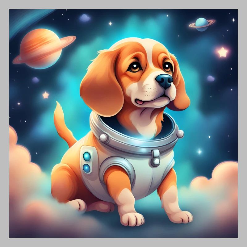 Chien mignon dans l’espace