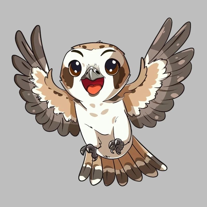 Faucon joyeux déployant les ailes