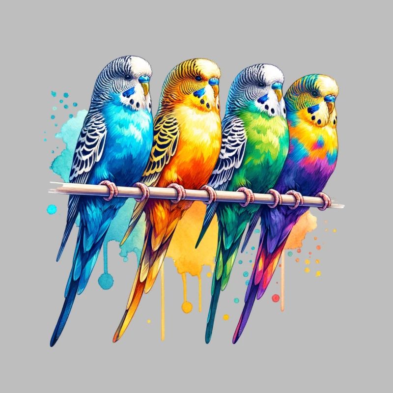 Perruches mignonnes colorées