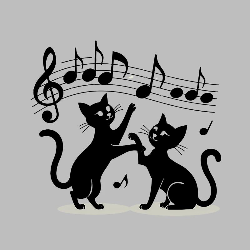 Black cats pattern playing with musical note