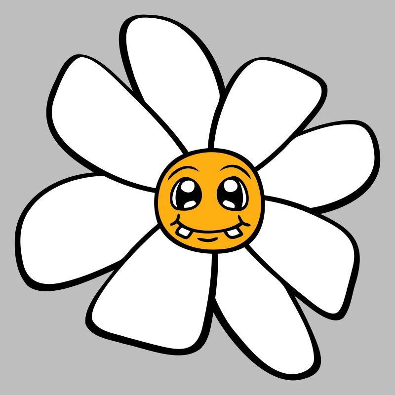Petit drôle de fleur heureuse visage dessin animé