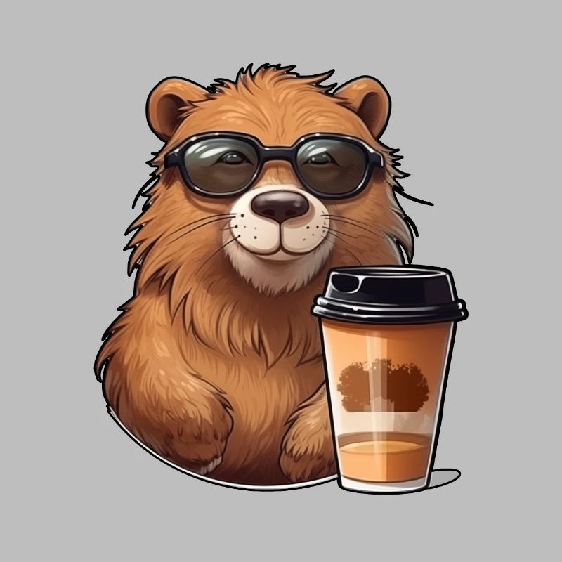 Capibara boit du café