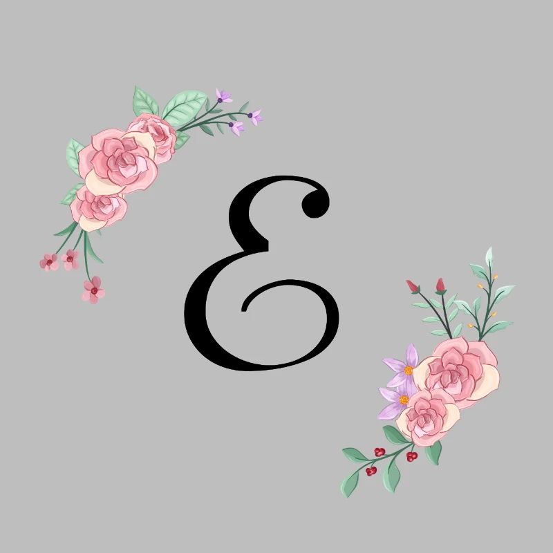 Lettre e florale rose