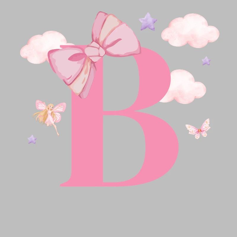 Letter b pink clouds