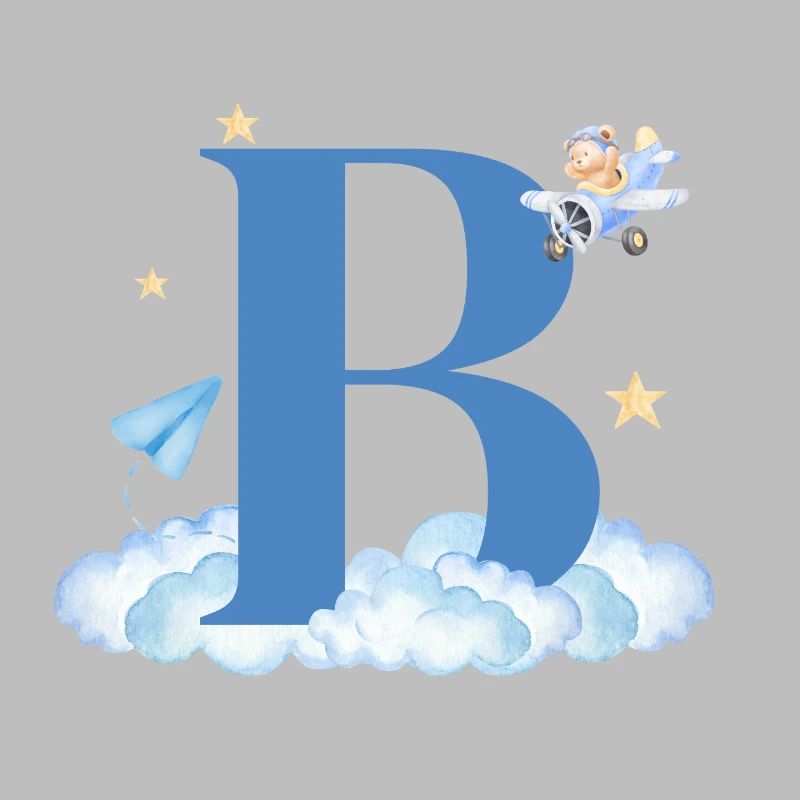 Buchstabe b blaue Wolken Flugzeug Kind