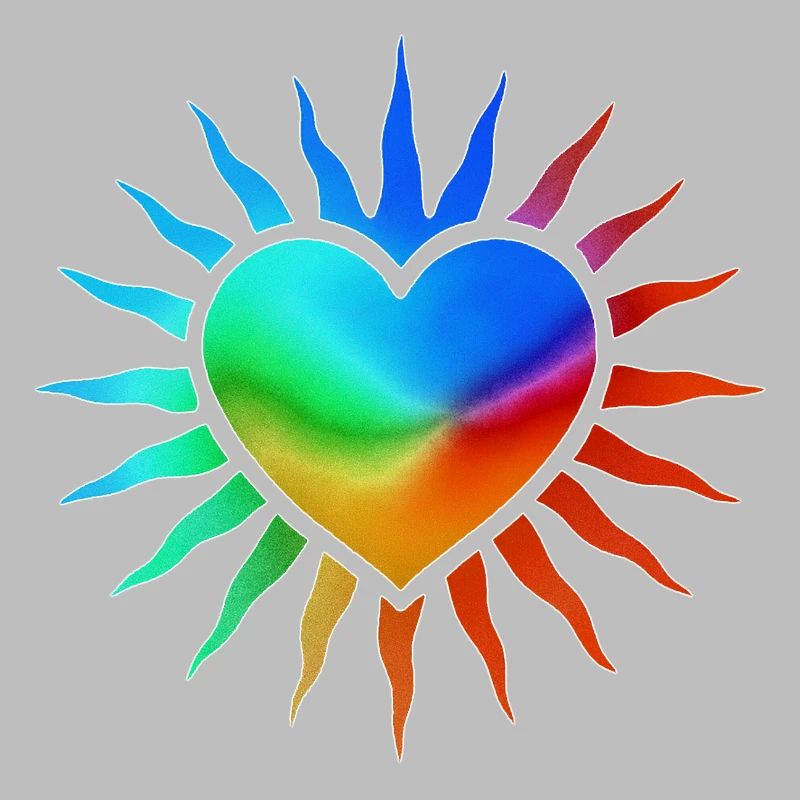 Regenbogenherz mit Sonnenstrahlen