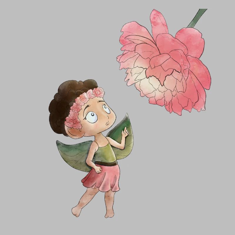 Magical fairy with peony