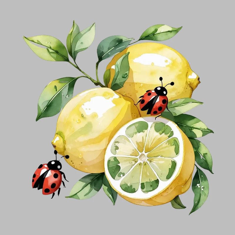 Cheerful Lemon Ladybug Pattern