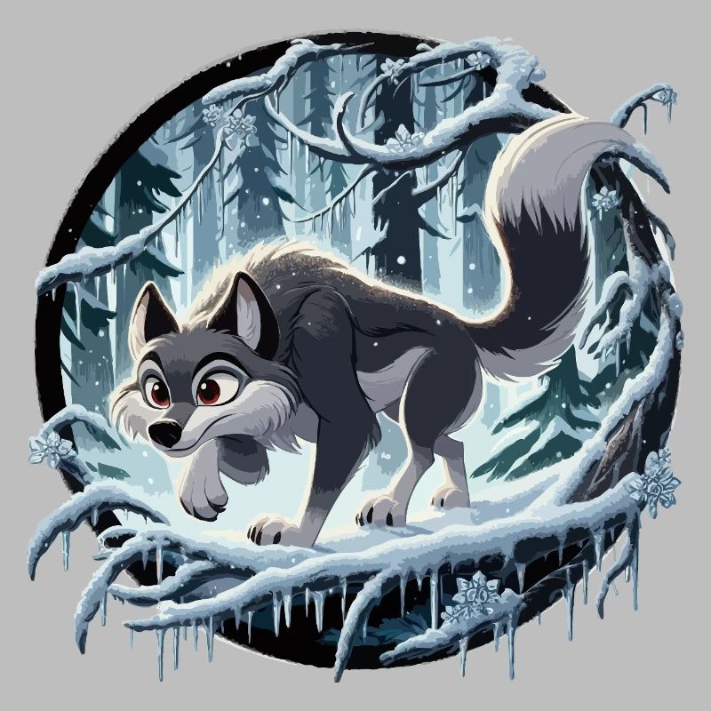 Wolf im eisigen Wald
