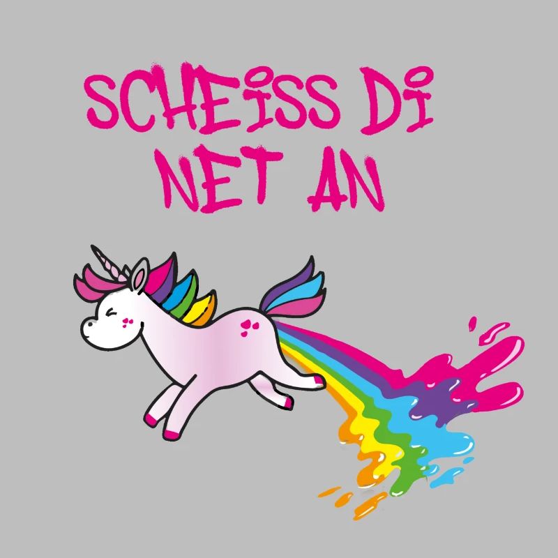 Scheiss di net an, Einhorn, kotzendes einhorn,bunt