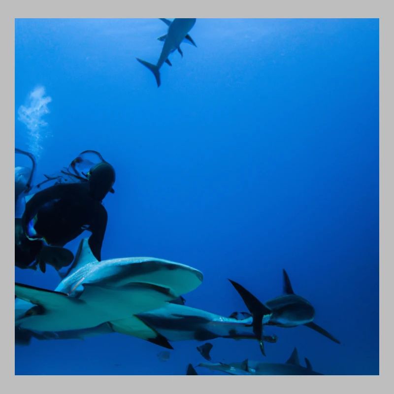 Plongeurs avec des requins