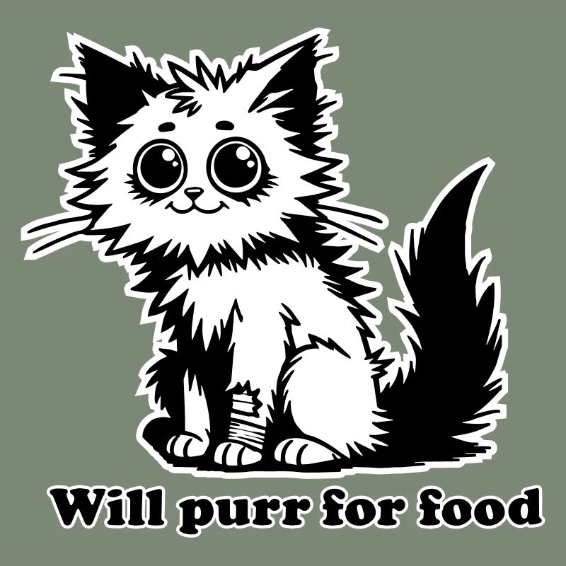 Chat sans abri - Will ronronnera pour la conception de nourriture