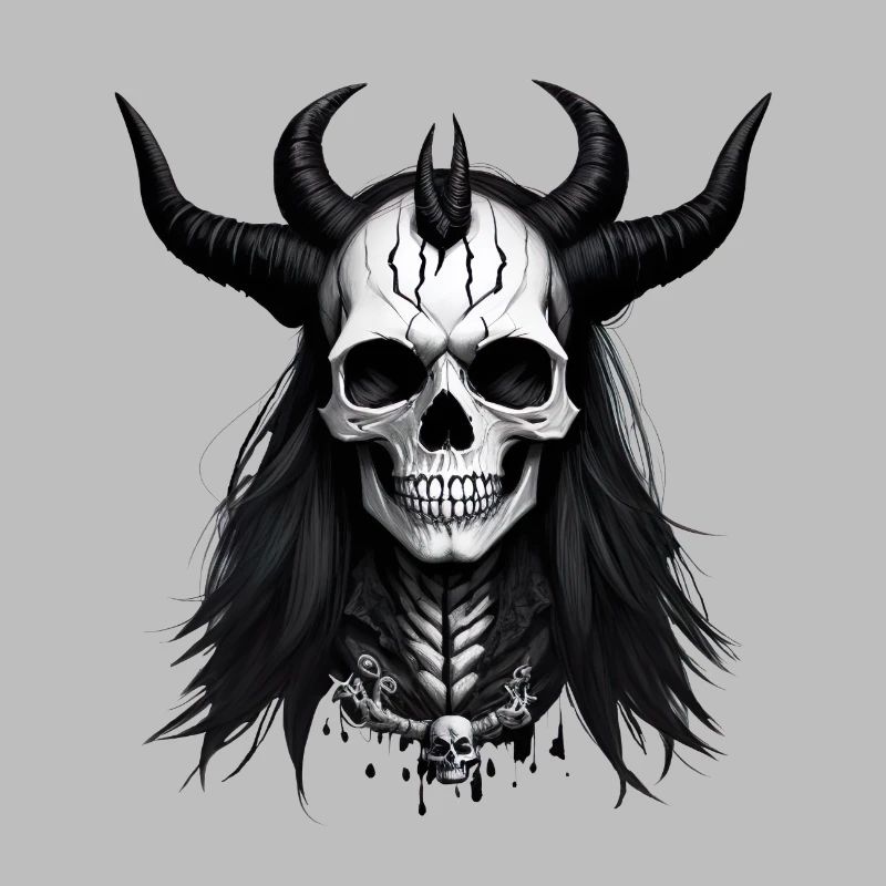 Skull with Horns Devil Skull