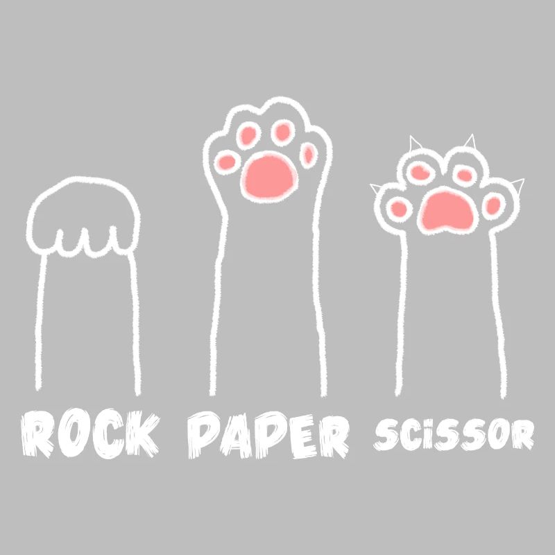 Ciseaux mignons Papier de pierre Pattes de chat drôle