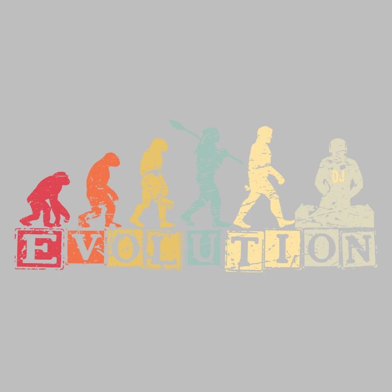 Evolution de l’homme DJ Techno Vinyle Rétro Vintage