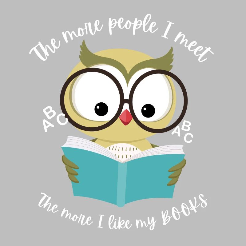 Eule liest ein Buch . Du liebst Bücher