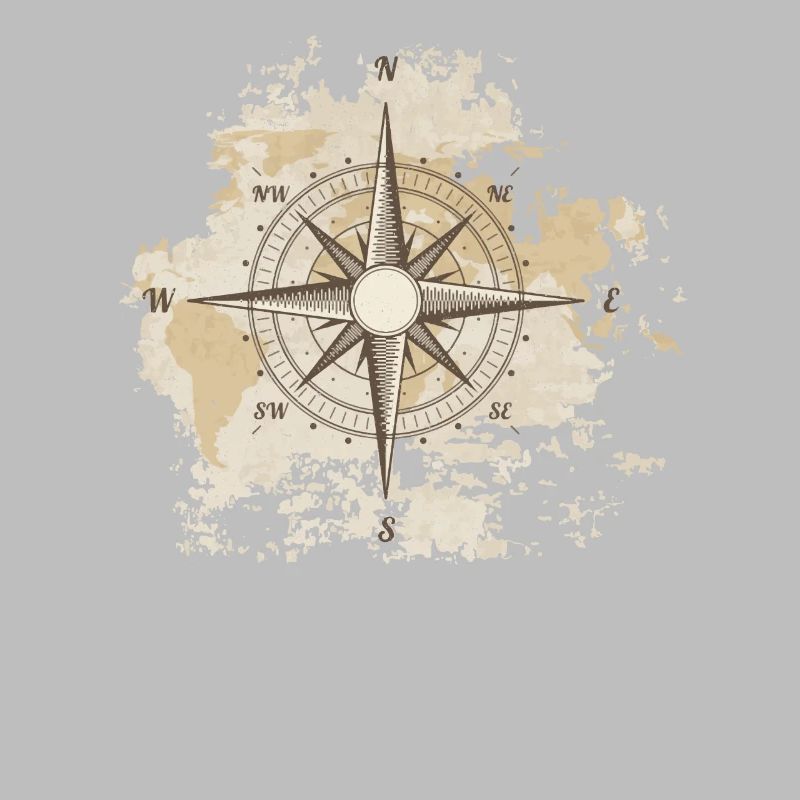 Tattered Old World Map Compass