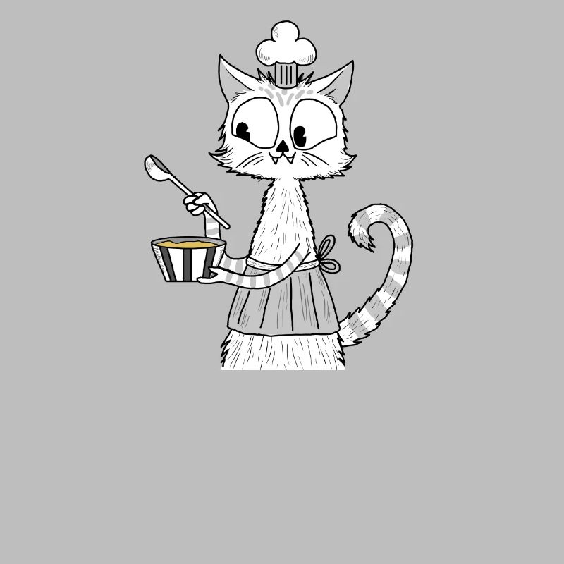 Chat propriétaire cuisson cuisson mignon chat blanc