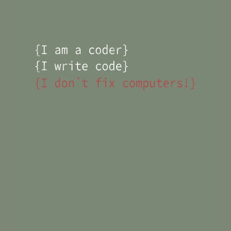 I am a coder! Admins IT specialist saying