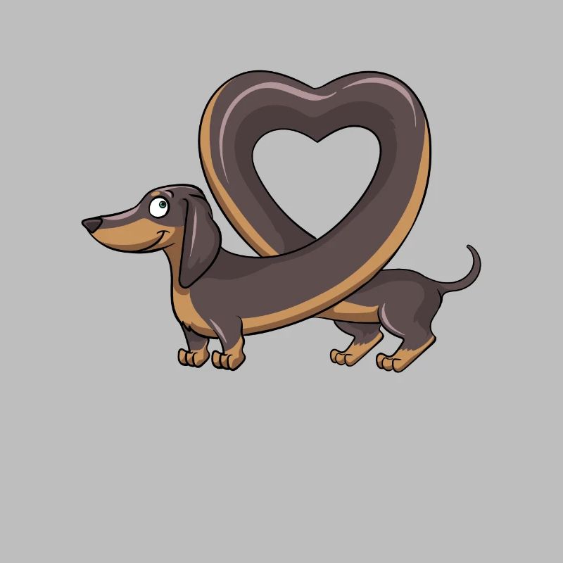Teckel mignon faisant une forme de coeur. conception