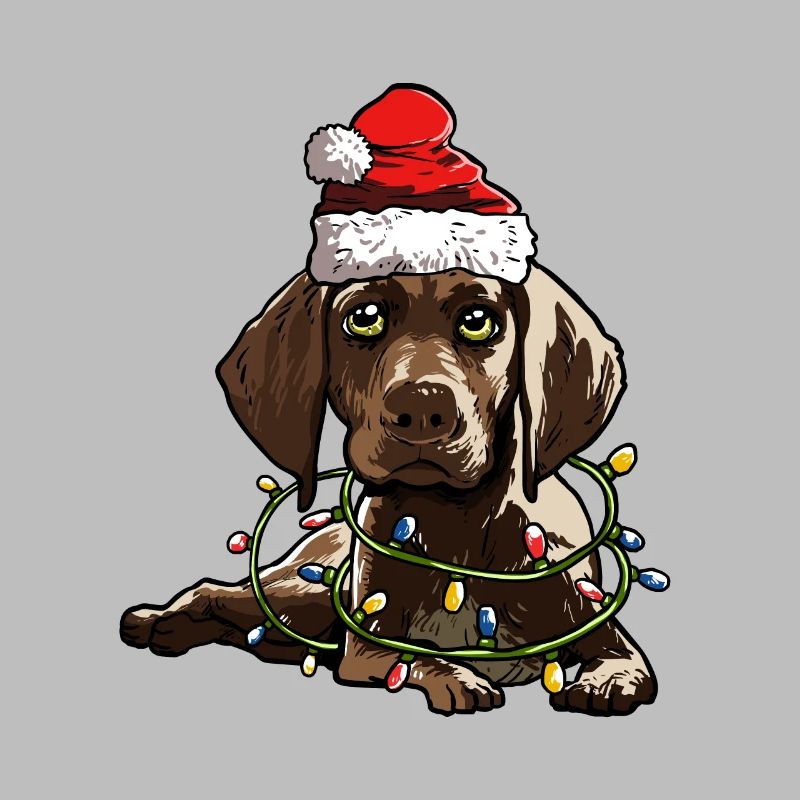 Shorthaired Pointer Santa Christmas Tree Lights