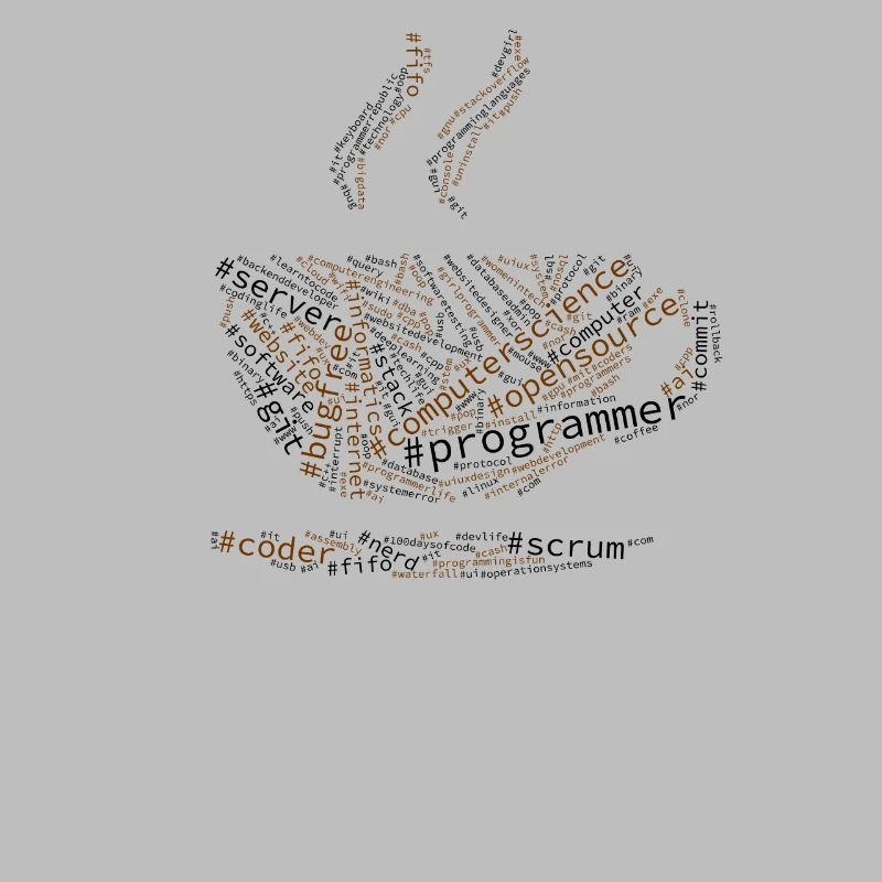 Programmeur Hashtag Wordcloud, café, nuage de mot