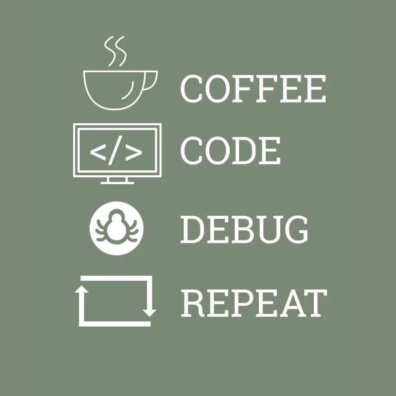 "Coffee Code Debug Repeat" | Programmer