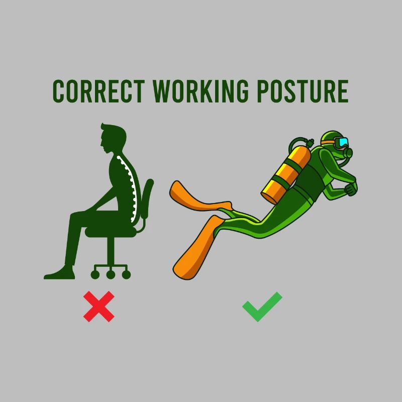 Proper working posture diver office diving