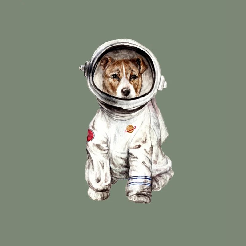 Chien en combinaison spatiale Spatiale Spatiale