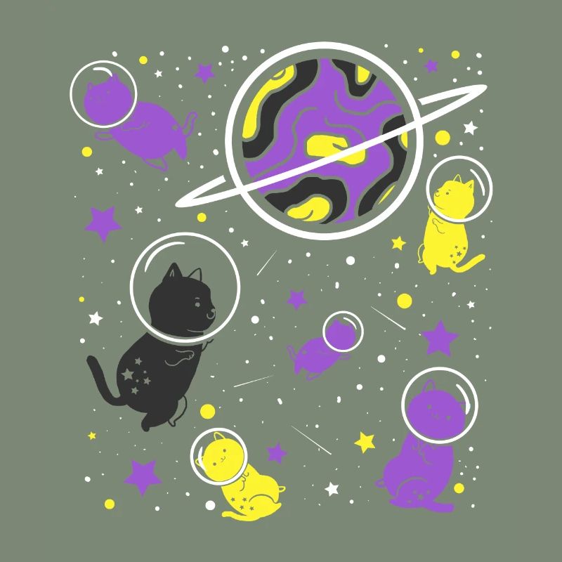Nonbinary Pride Cat in Space