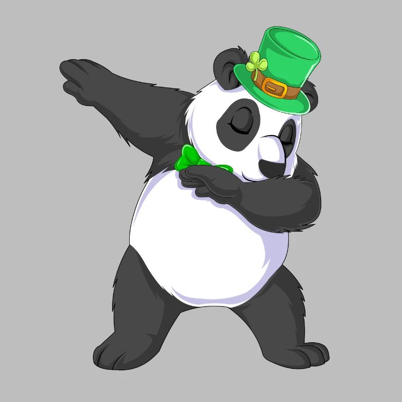 Dabbing Panda St Patricks Tag