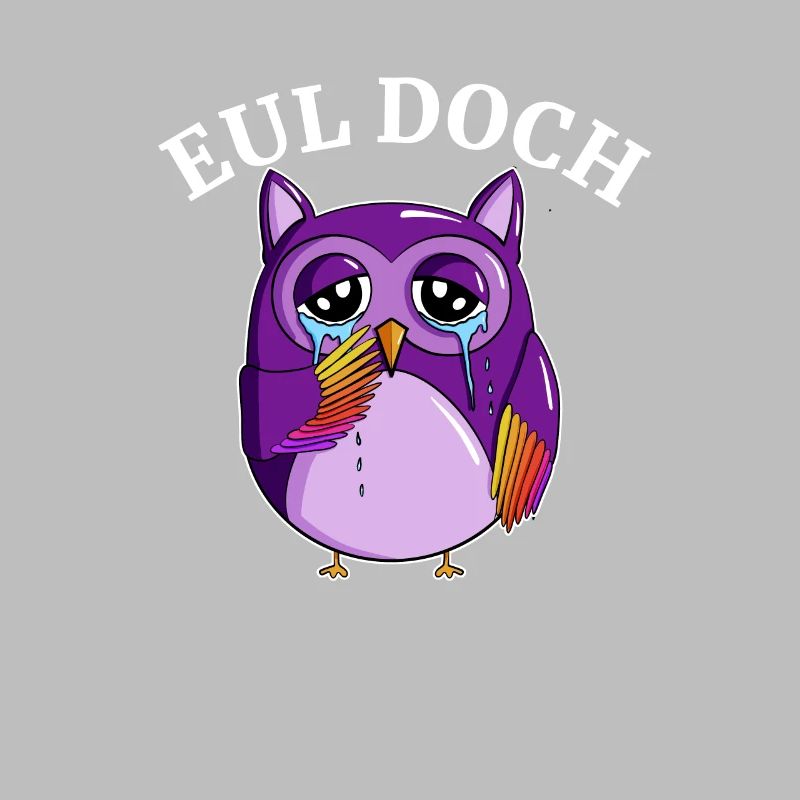 Traurige kleine Dicke Violette Eule mit Spruch Eul