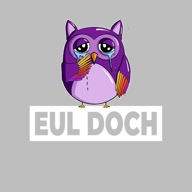 Traurige kleine Dicke Violette Eule mit Spruch Eul