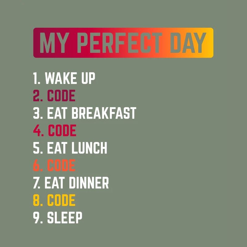 My Perfect Day Wake Up Code Software Developer Pro